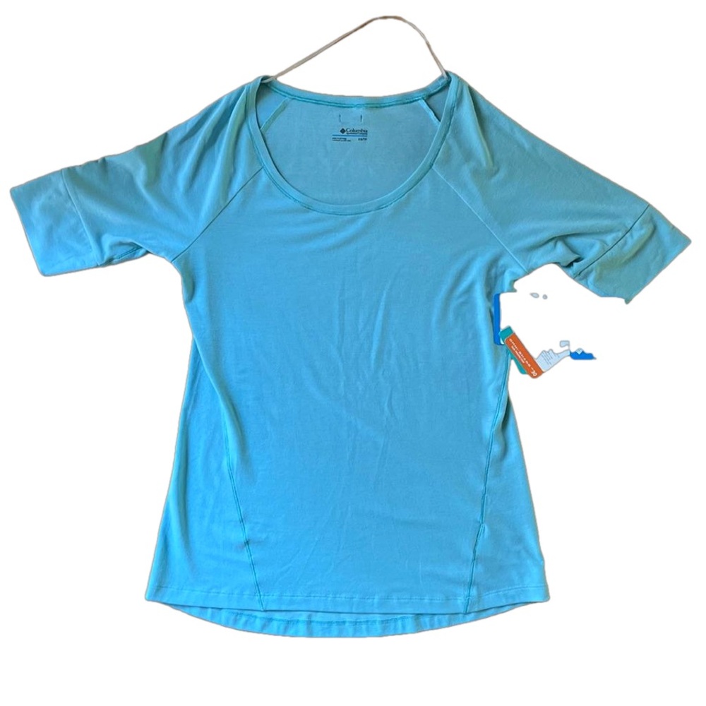 NWT COLUMBIA short-sleeved blue t-shirt UPF 30 sun protection size XS